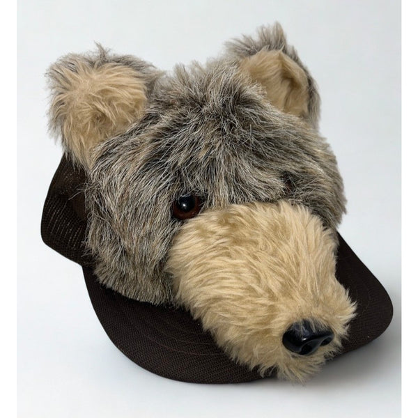 3D Plush Bear Snapback Hat Brown Grizzly Teddy Trucker Cap OSFA Vintage 1980s