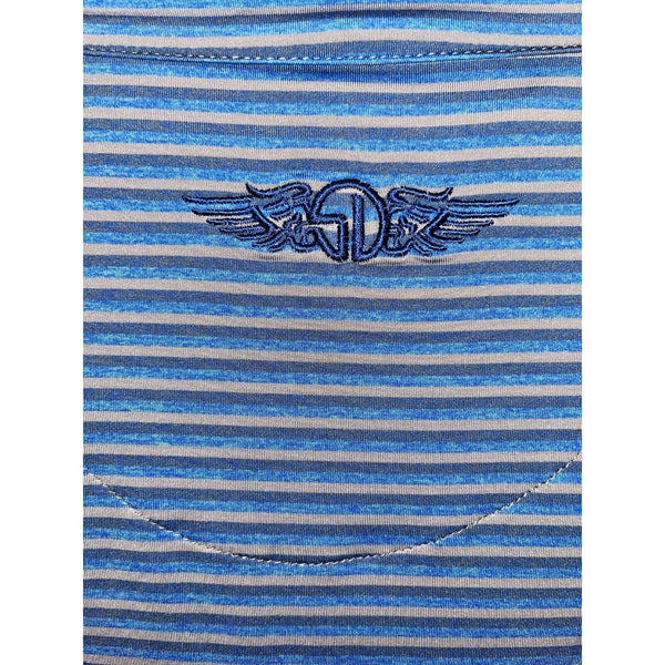 Straight Down Performance Golf Striped 1/4 Zip Sz M Stretch Pullover Sleeve Logo