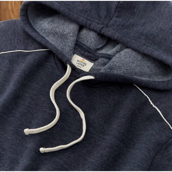 Marine Layer Banks Varsity Hoodie Men's Medium Navy Tri-Blend Pullover NWOT