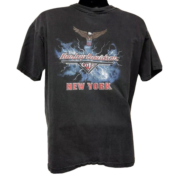 Harley Davidson Cafe New York Motorcycle XL No Tag 22x29 Biker T Shirt Tee Y2K