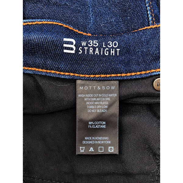 Mott & Bow Oliver Straight Jeans 35x30 Navy Blue Stretch Denim Slim Premium