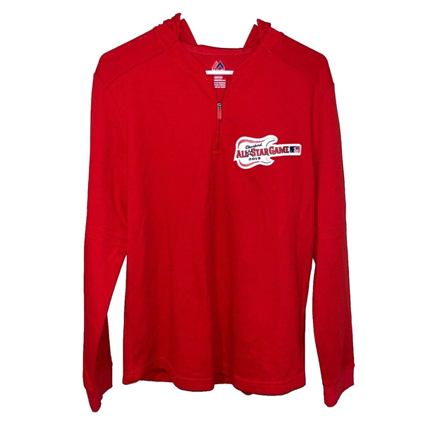 MLB 2019 All-Star Game Hoodie Majestic Waffle Knit BP Pullover Red Sz S NWOT