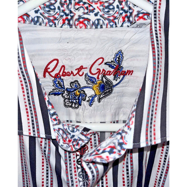 Robert Graham Button Front Striped Shirt Flip Cuff Men's Sz. XL NWOT