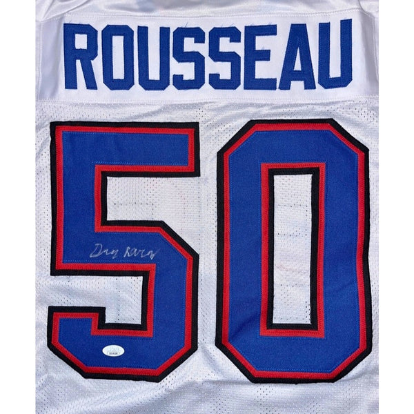 Gregory Rousseau Signed Buffalo Bills White Jersey Auto JSA COA XL Custom