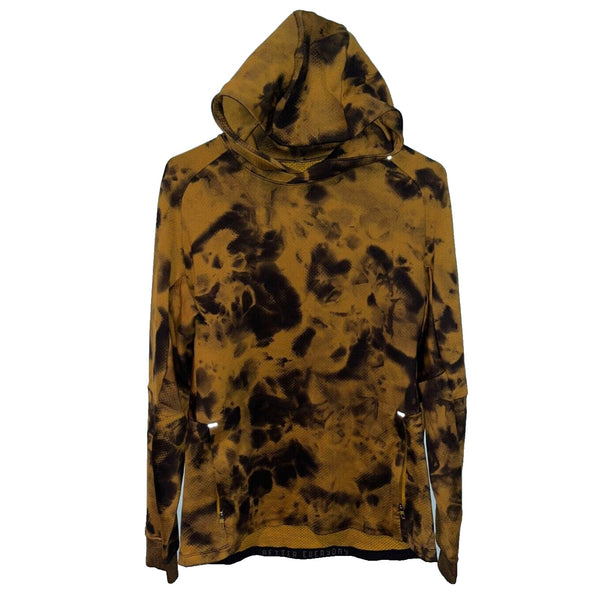 Lululemon Mens M Textured Tech Hoodie Diamond Dye Gold Spice Black Pullover