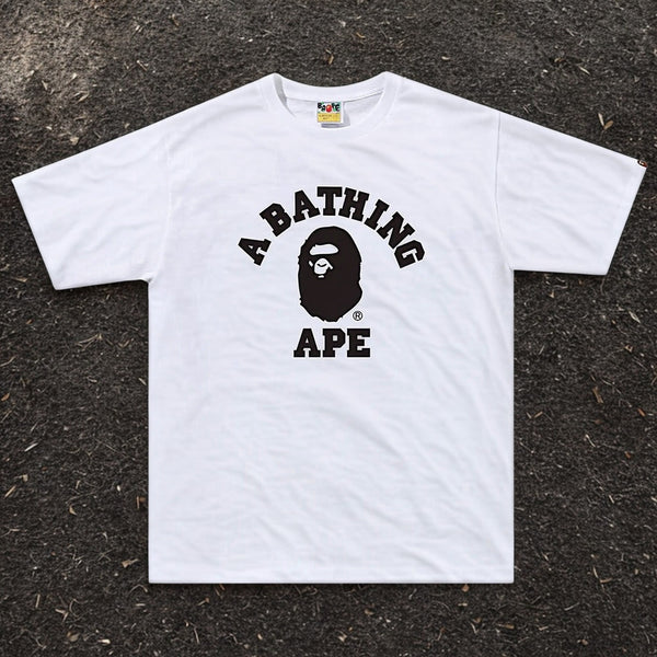 BAPE A Bathing Ape Bicolor College Tee Black Ape Head Logo T-Shirt Medium NWOT