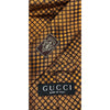 Gucci 100% Silk Tie Brown Gold Geometric Made in Italy Luxury Designer Necktie