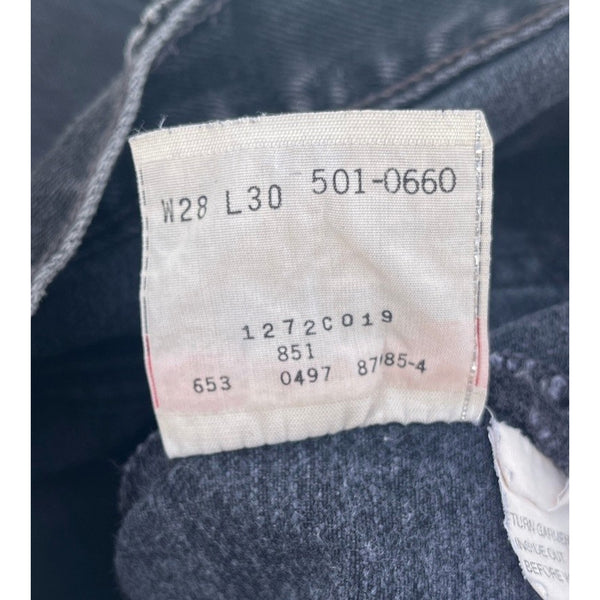 Levi's 501 Jeans USA Made Black Faded Denim Button Fly 28x30 1997 Vintage