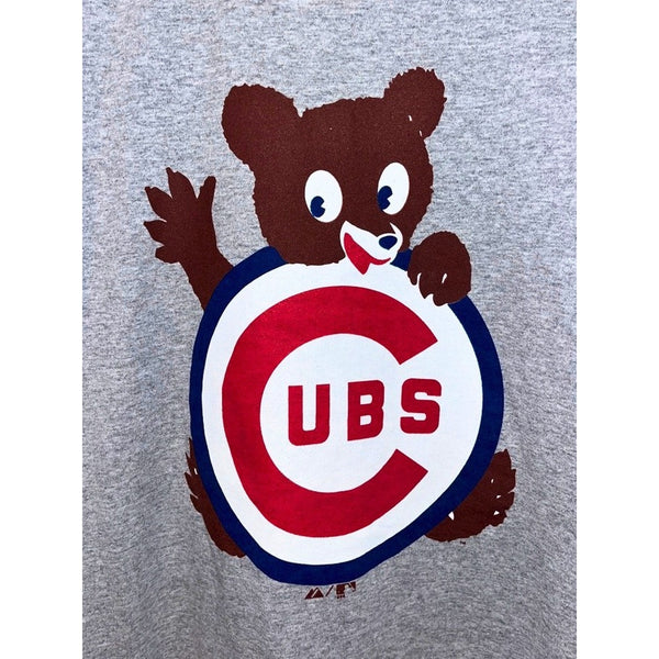 Chicago Cubs Cooperstown Collection Majestic T-Shirt XL Gray Logo Ringer NWT
