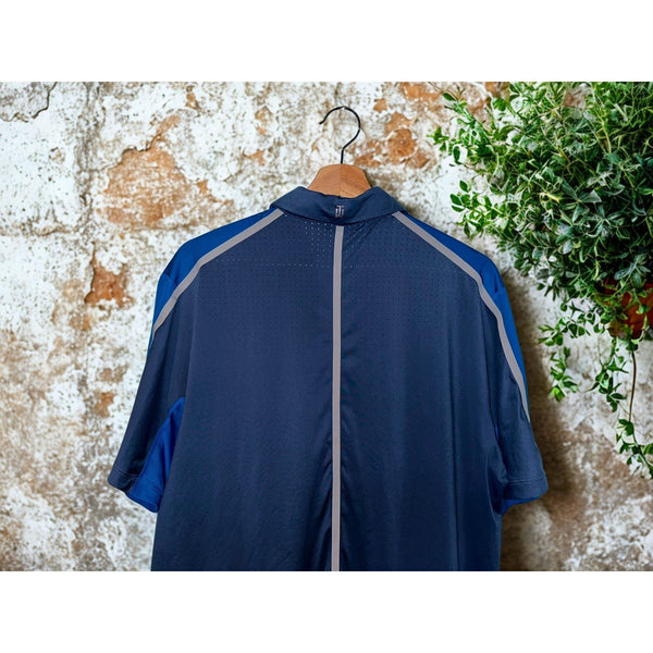 Nike Tiger Woods TW Perforated Panel Polo Blue Gray 585783 Men’s Sz M Golf EUC