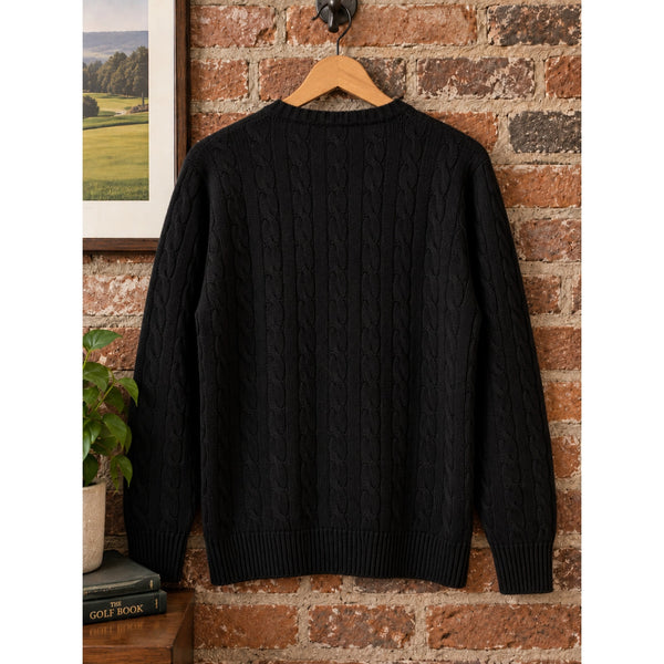 Polo Ralph Lauren Cable Knit Sweater Men's 2XL Black Wool Cashmere Pony
