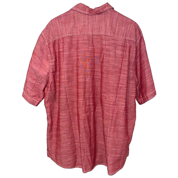 Woolrich Button Front Shirt Atlas 2XL Heather Wine Chambray Cotton Short Sleeve