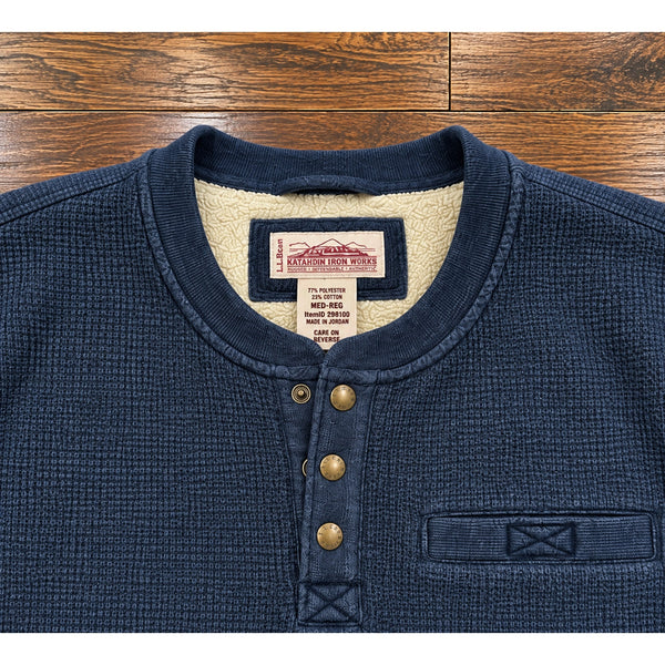 L.L.Bean Katahdin Iron Works Bonded Waffle Sherpa Fleece Henley Shirt Men's M