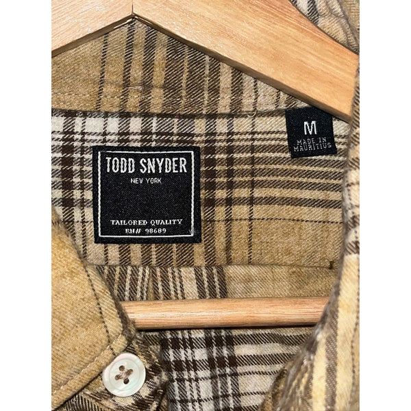Todd Snyder Plaid Flannel Shirt Mens Medium Brown Button Down Cotton Casual