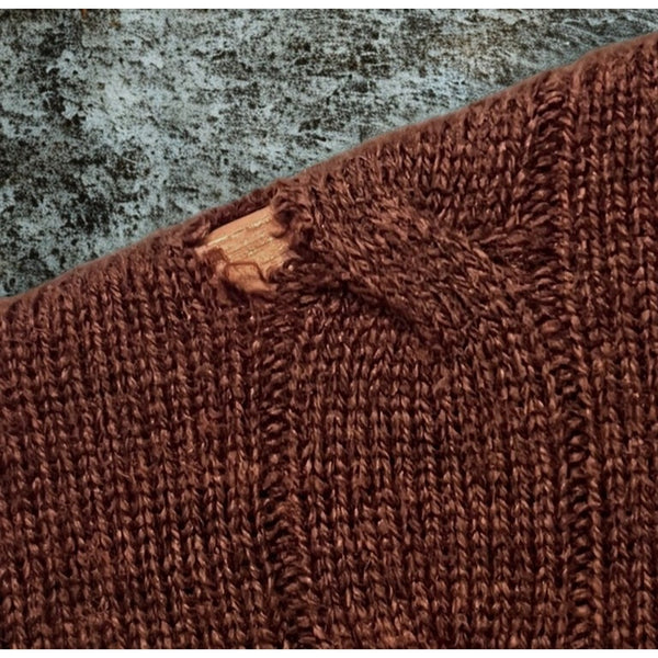 Peter Millar Brown Red Cable Knit Sweater M Luxe Blend Wool Cashmere Small Flaw