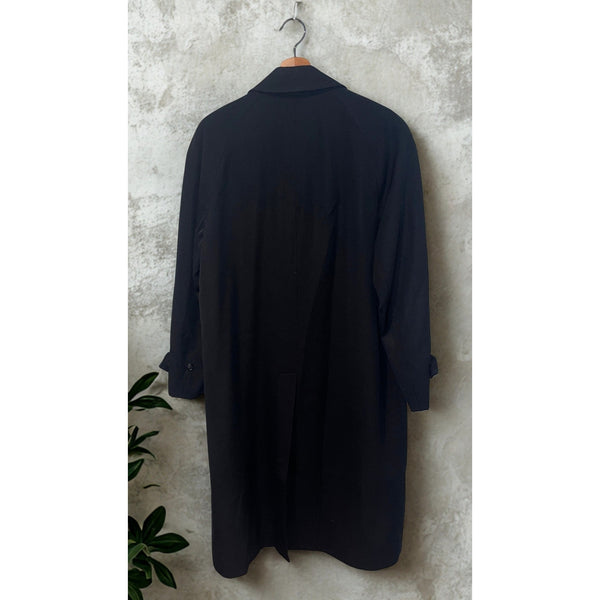 Burberrys London Burella Wool Coat Black 46R Made England Vintage Trench