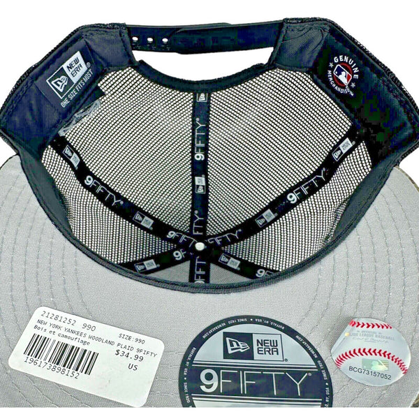 New York Yankees New Era MLB Woodland Plaid Camo Trucker 9FIFTY Snapback Hat
