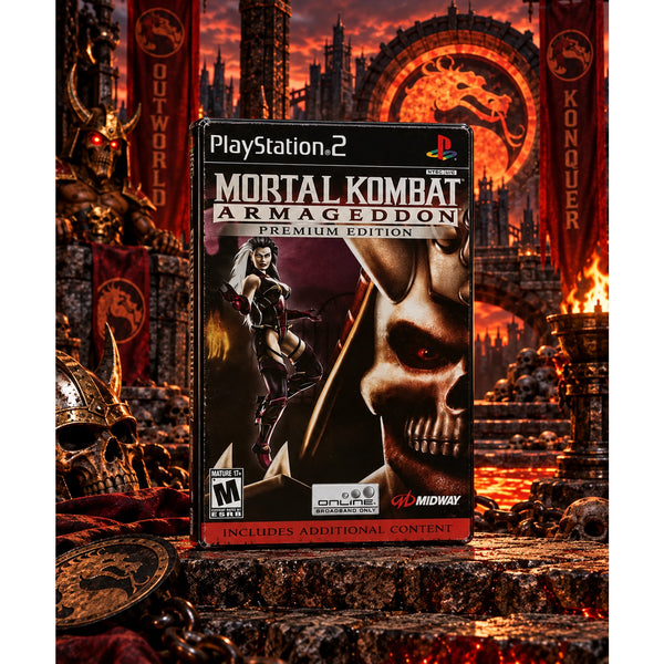 Mortal Kombat Armageddon Premium Edition PS2 Shao Kahn Steelbook CIB Reg Card