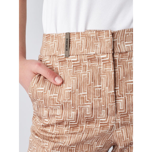 Peserico Graphic-Print Cropped Trousers Camel Butter Size 48 EU 12 US