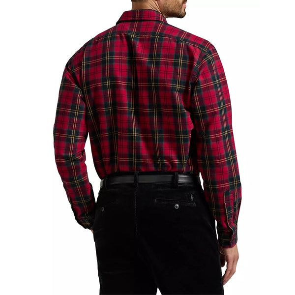 Polo Ralph Lauren Tartan Flannel Oxford Sport Work Shirt Red Black Mens 3XB EUC