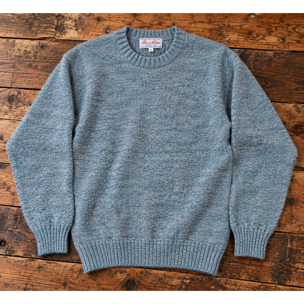 Ben Silver Vintage Shetland Wool Shag Sweater Men's M Blue Melange Scotland NWT