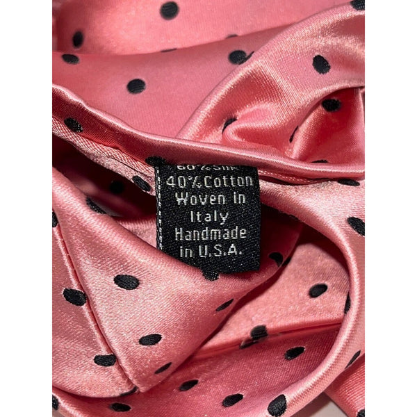 David Donahue Salmon Pink Silk Polka Dot Tie 100% Silk Handmade EUC