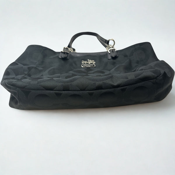 Coach Mia Opaque Sateen Black Op Art Tote Bag E1082-15758 Vintage EUC