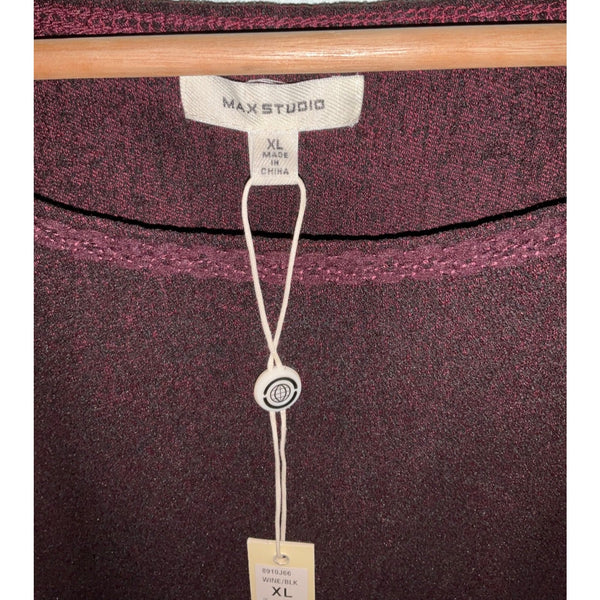 Max Studio Maxi Black Wine Dress Trumpet Sleeves Sz. XL NWT 8910J66