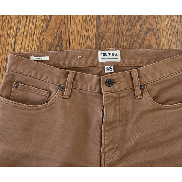 Todd Snyder Slim Fit Stretch 5-Pocket Chino Pants Rust Brown 35x32 Mens