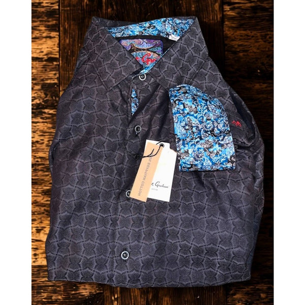 Robert Graham Rialto Shirt 3XL Classic Fit Black Jacquard Flip Cuff Luxury NWT