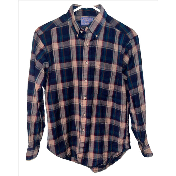 Pendleton Sz. M 100% Virgin Wool Plaid Flannel Shirt USA VTG
