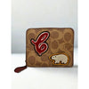 Coach C7205 Billfold Wallet Signature Canvas Tan Rust w/ Bear Patch EUC