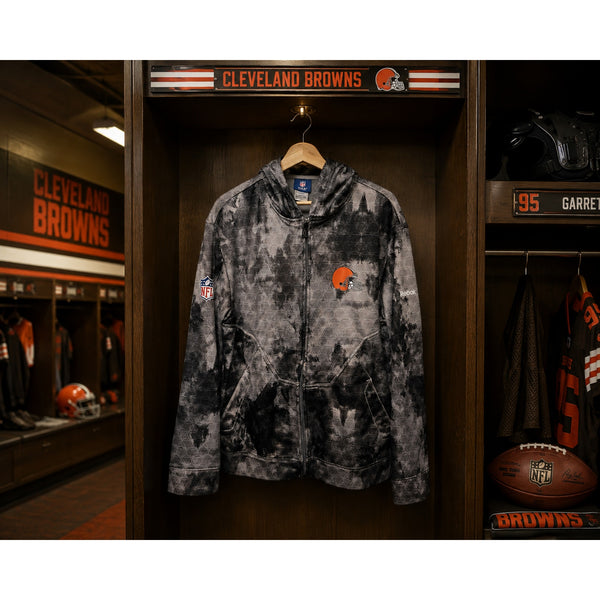 Cleveland Browns Reebok NFL On Field Full Zip Hoodie Jacket Gray Sz. M Football