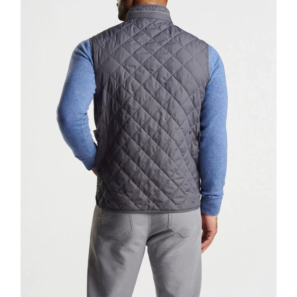 Peter Millar Essex Quilted Vest XL Iron Gray Full Zip Recycled Polyester NWOT