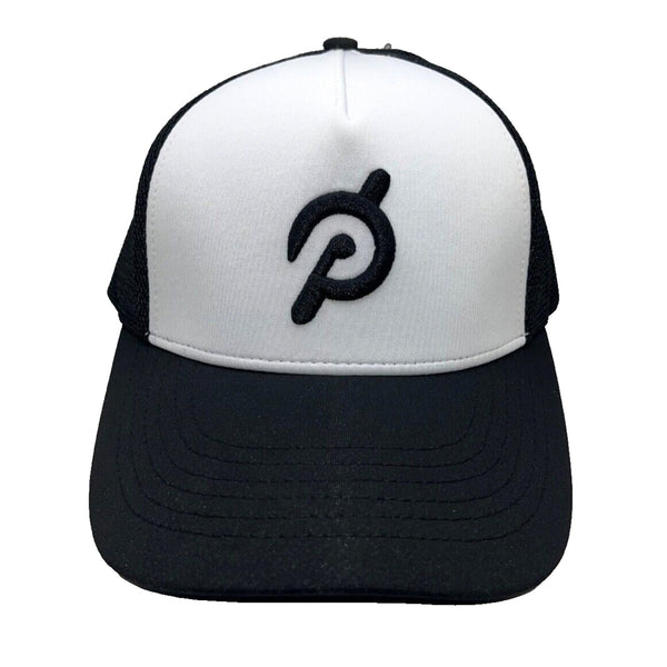 Peloton Adjustable Workout Logo Unisex Adult White Black Mesh Snapback Hat Cap