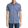 Robert Graham Griswold Check Short Sleeve Shirt Purple Pattern Men XL NWOT