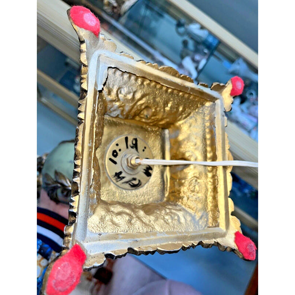 Antique French Victorian Art Deco Set Of 2 Hand Painted Lily Floral Lamps Works