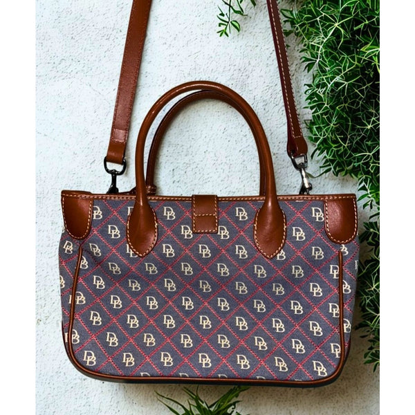 Dooney & Bourke Monogram Canvas Leather Tote Shoulder Bag Crossbody