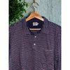 Faherty Movement Long Sleeve Polo Shirt Sz. L Navy Pink Stripe Cotton Stretch