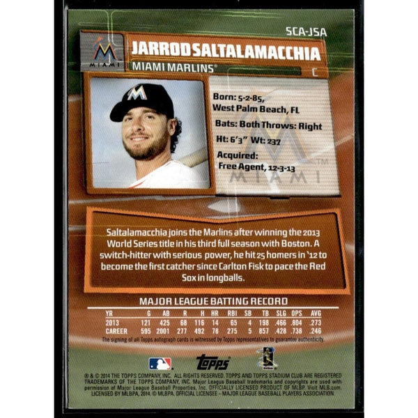 Jarrod Saltalamacchia 2014 MLB Stadium Club #SCA-JSA Autographs HS