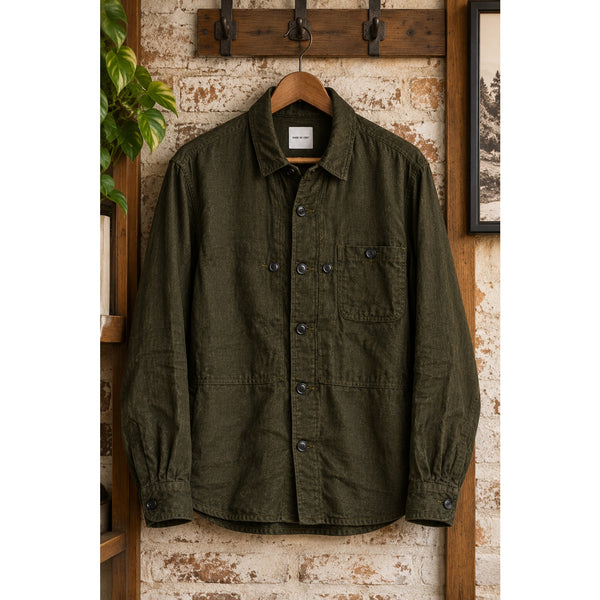 Sage de Cret Linen Wool Winter Overshirt Military Green M Japan NF-1807 Rare