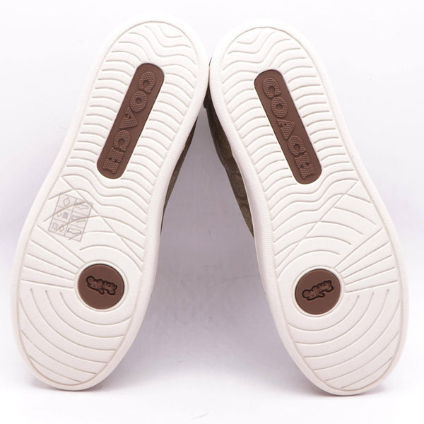 Coach Clip High Top Sneakers G5367 Sig PVC Khaki Saddle Women’s 10B NIB