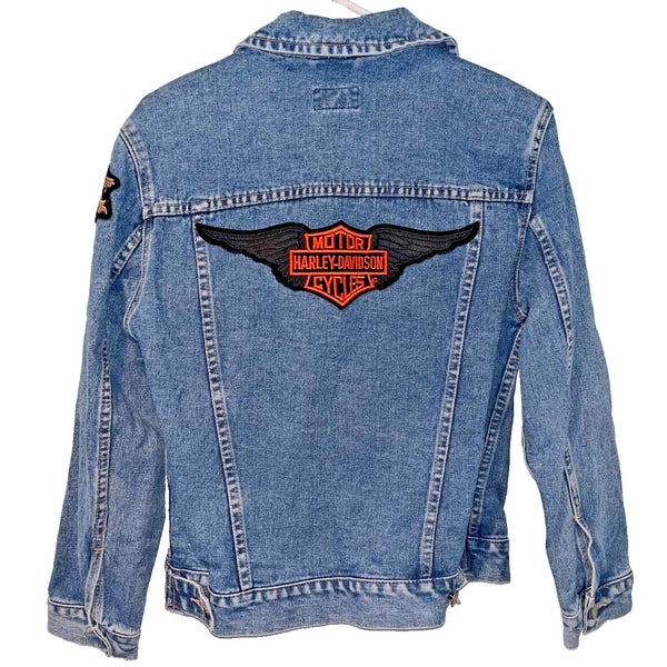 Arizona Harley Davidson Patches Denim Jean Motorcycle Jacket Sz. S Vintage