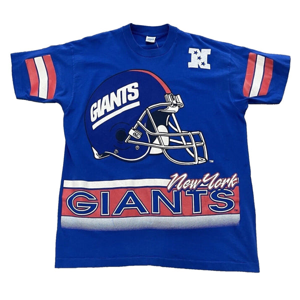 New York Giants T Shirt Adult L 90s Salem Sportswear All Over Print NFL Vintage