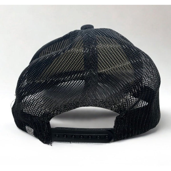 Liquid Death Black Mesh Trucker Snapback Gold Skull Logo NWOT