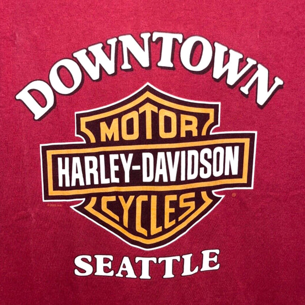Harley Davidson Downtown Seattle USA XL Rare Hanes Beefy-T Biker T Shirt Tee