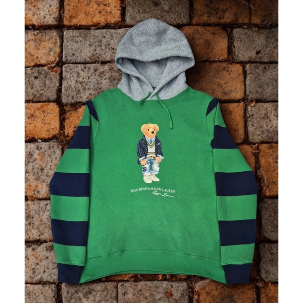 Polo Ralph Lauren Polo Bear Rugby Hoodie 2XLT Green Colorblock Fleece NWOT