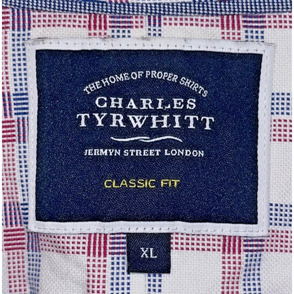 Charles Tyrwhitt Cotton Blend Button Down Shirt Checkered Men's Sz. XL