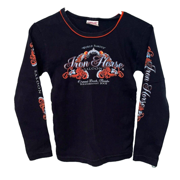 Iron Horse Saloon 2002 Biketoberfest Women's Sz. S Ringer Harley Motorcycle
