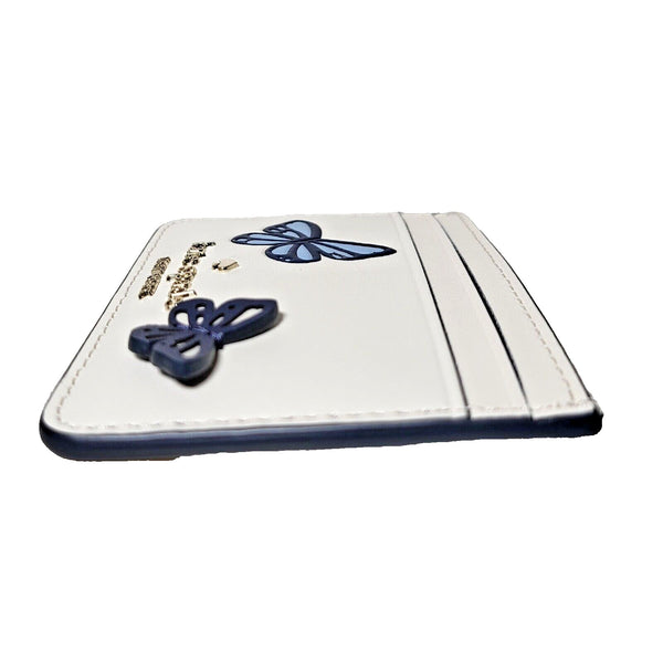 Kate Spade Small Slim Leather Card Holder Flutter Fly Butterfly White NWT $99
